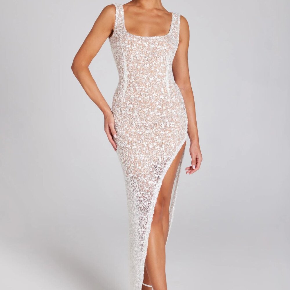 LOUISA WHITE DRESS - Nadine Merabi